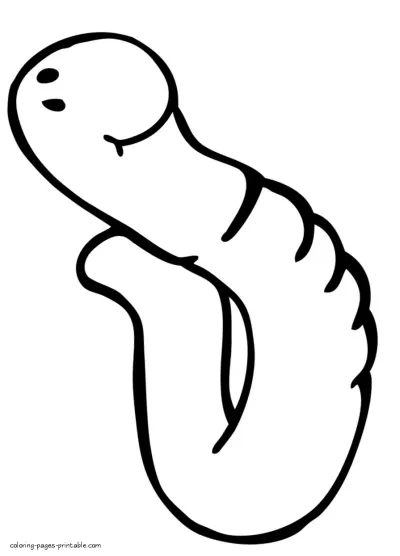 Worm coloring page for preschool kids