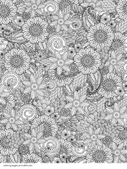 Complex Abstract Coloring Page For Adults With Flowers