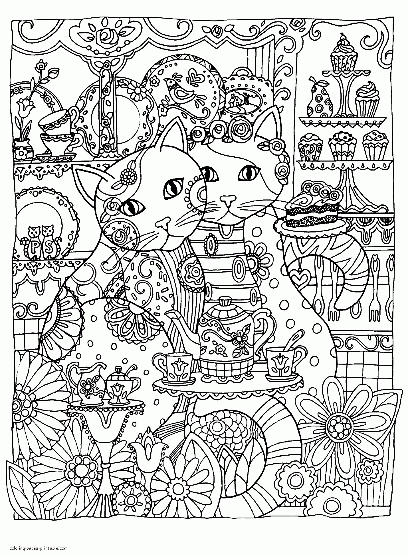 a pair of a cats coloring page coloring pages printable com