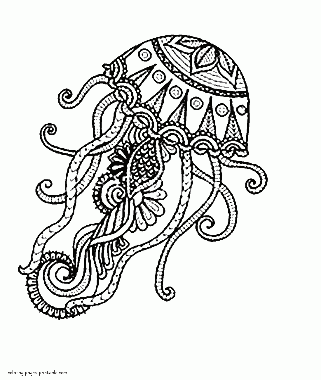 Jellyfish Adult Coloring Page Coloring Pages Printable Com