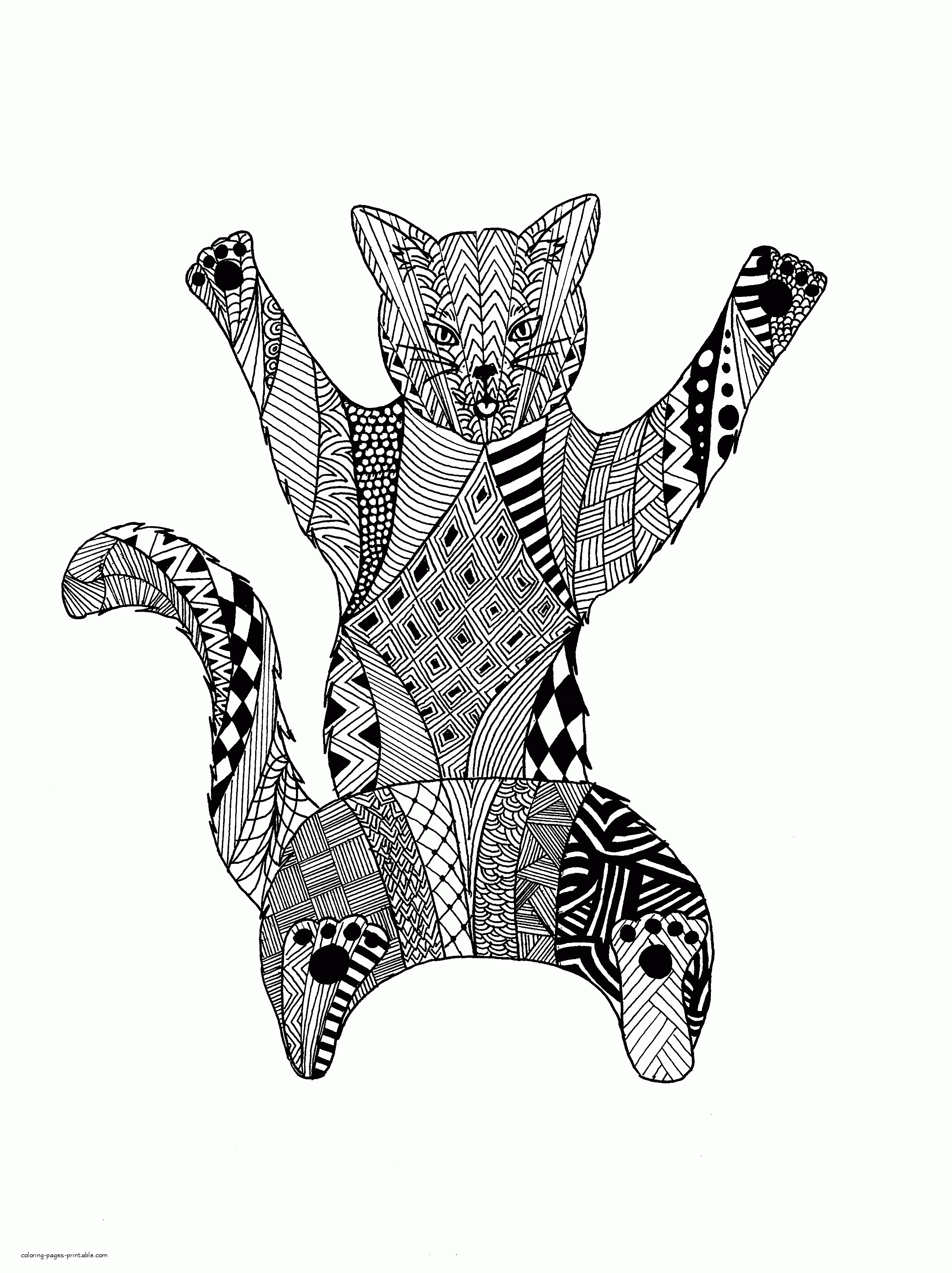 Detailed Animal Coloring Pages For Adults. Cat || COLORING-PAGES ...