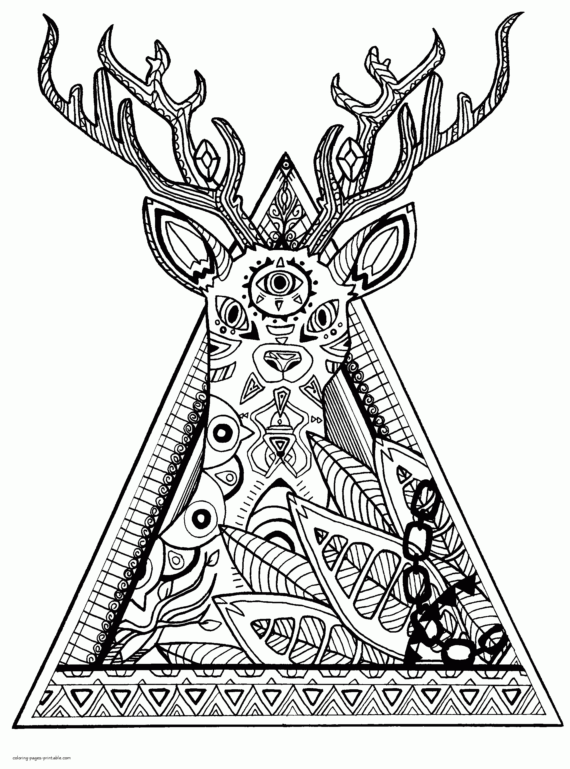 Download Deer Coloring Pages For Adults Animals Pictures - COLORING