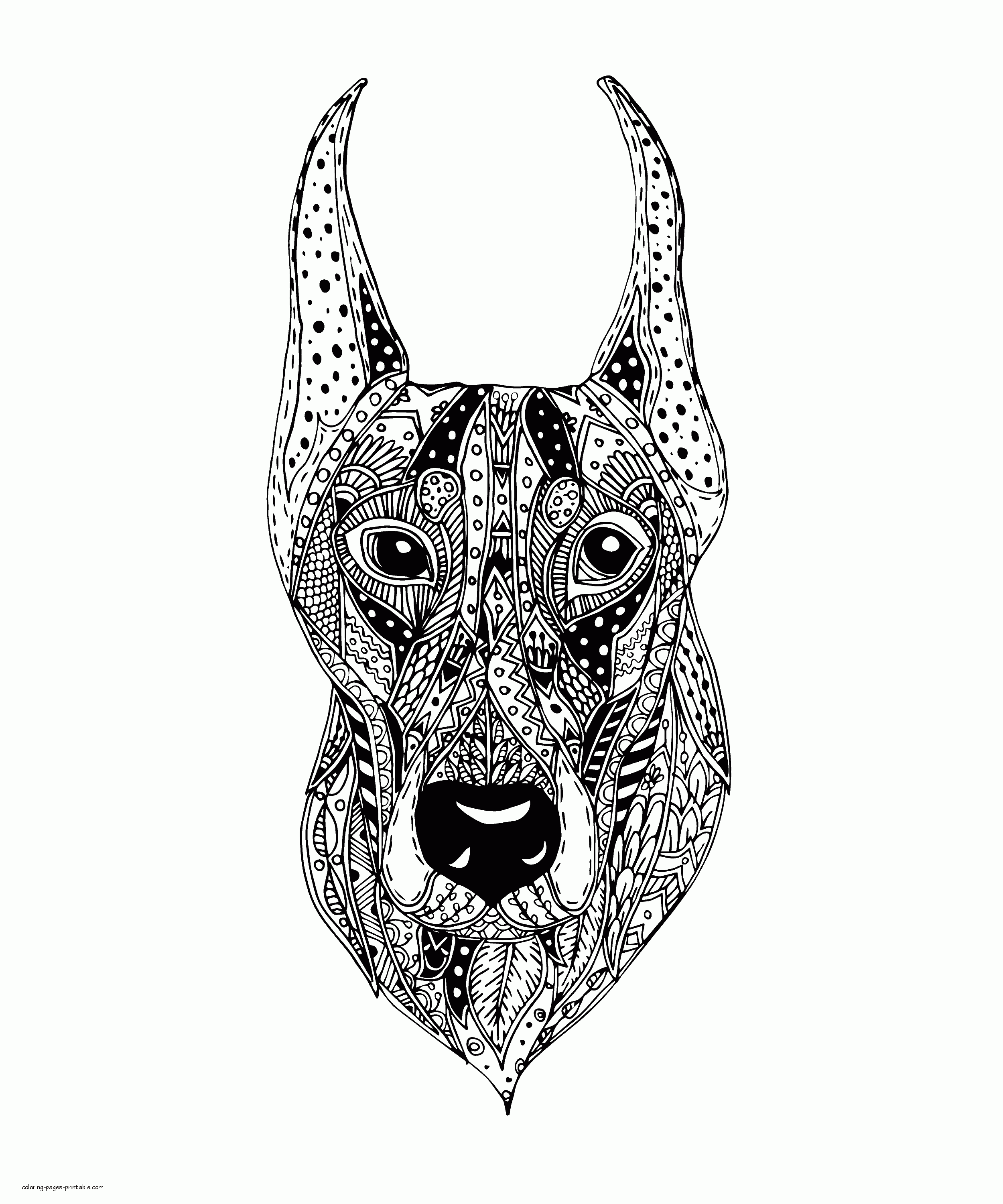 Difficult Dog Coloring Page. Doberman