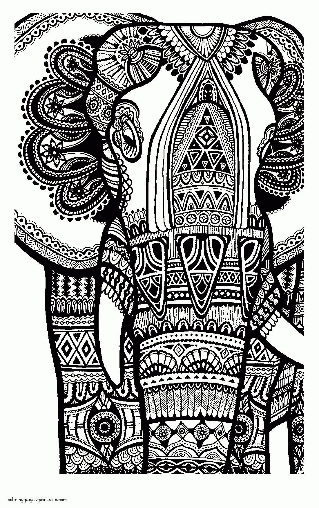 Elephant Coloring Book For Adults. Print It Free