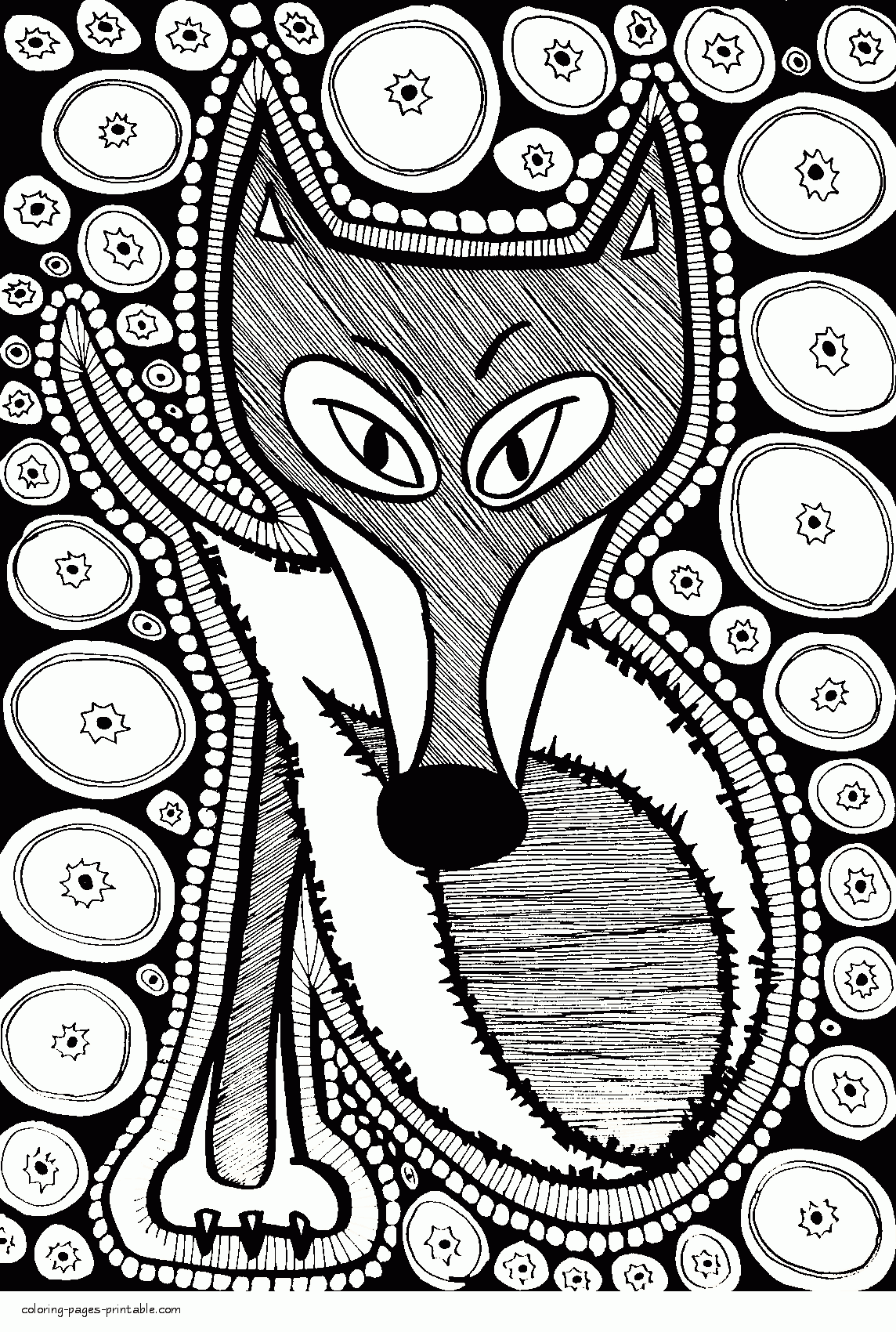 Fox Coloring Book For Adults. Animal Pages