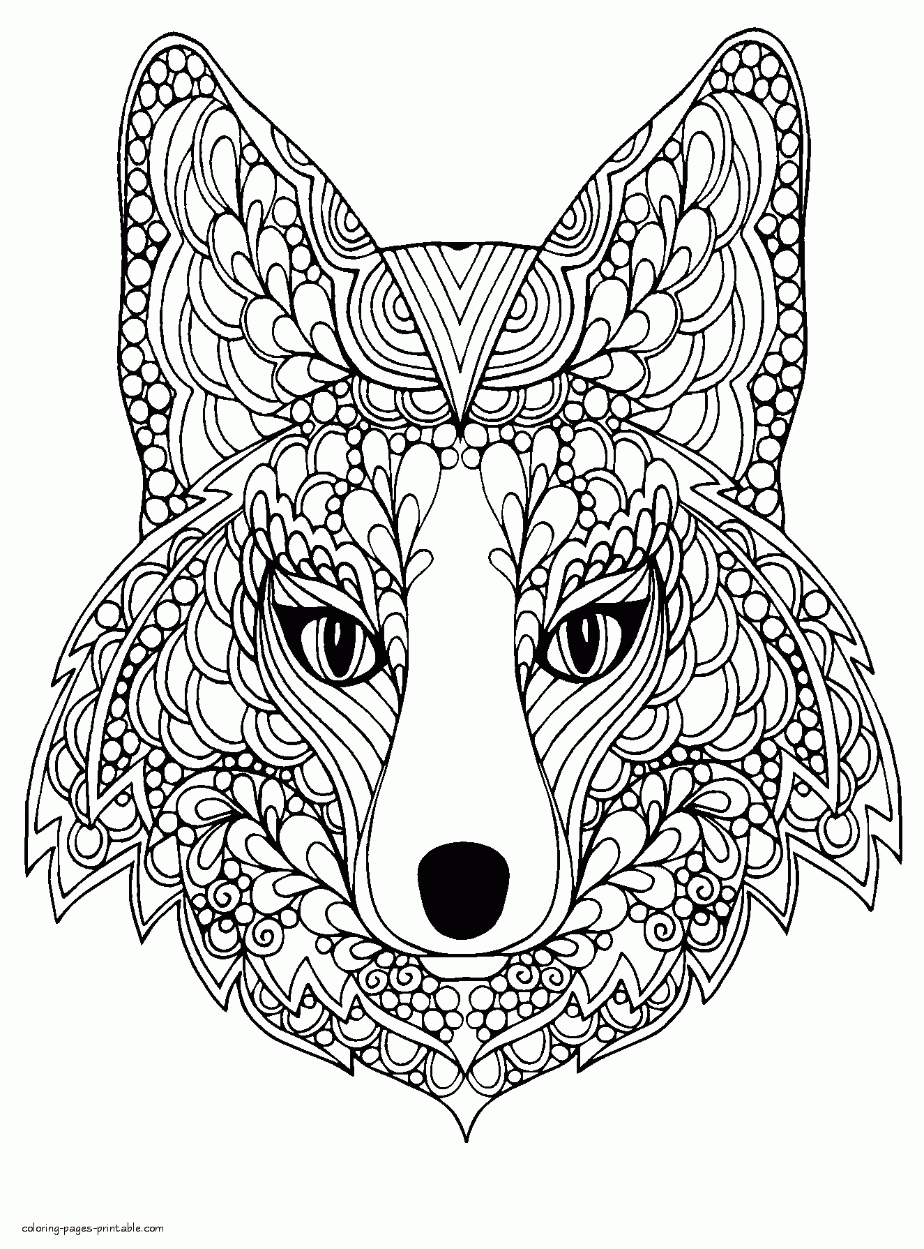 Printable Fox Coloring Sheet. Animals For Adults