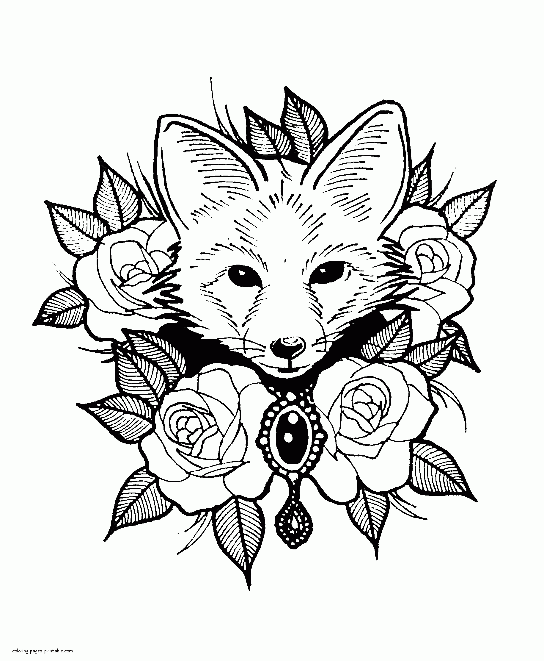 realistic fox coloring pages