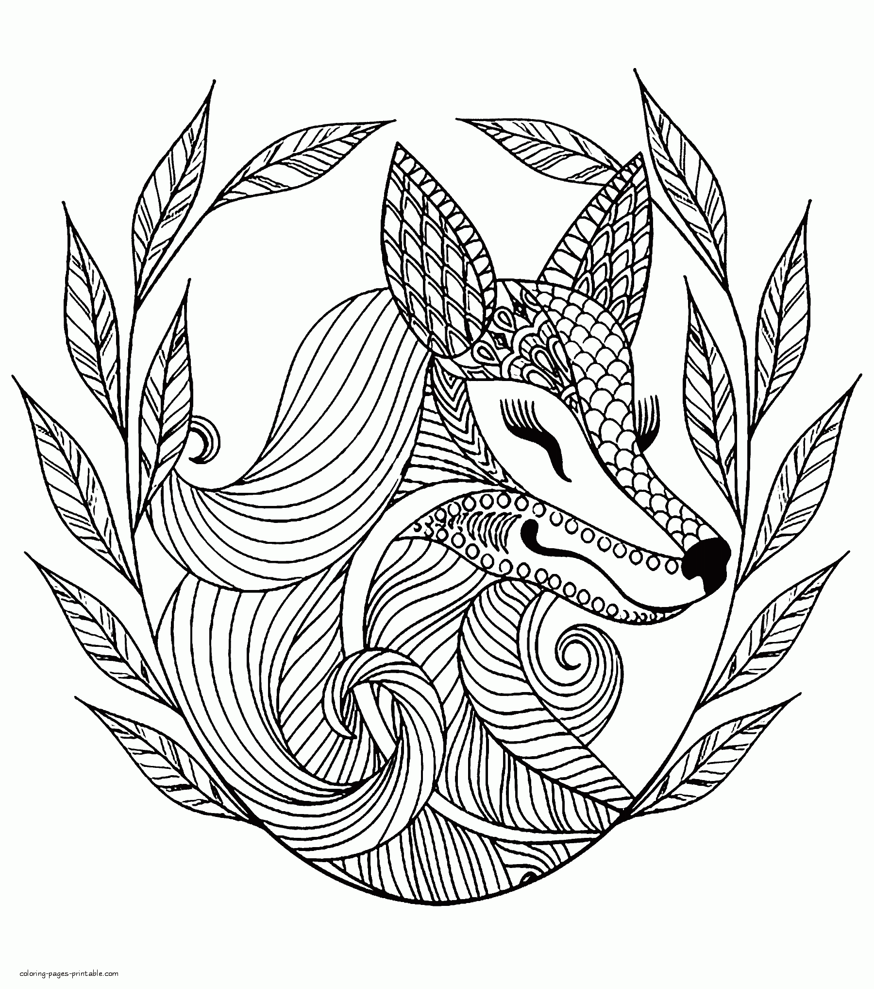 Cute Animal Colouring Pages For Adults. A Fox