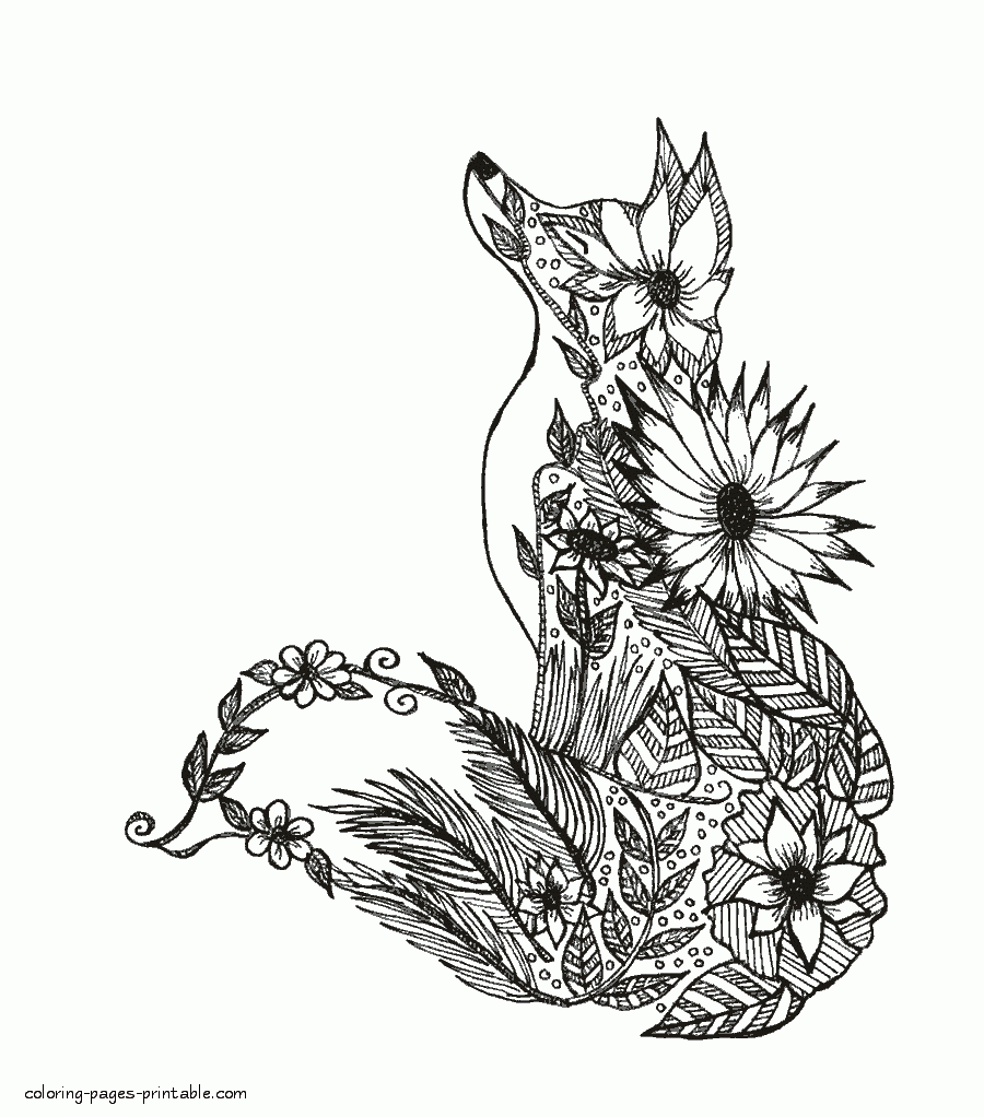 Download Fox Coloring Page. Mandala || COLORING-PAGES-PRINTABLE.COM