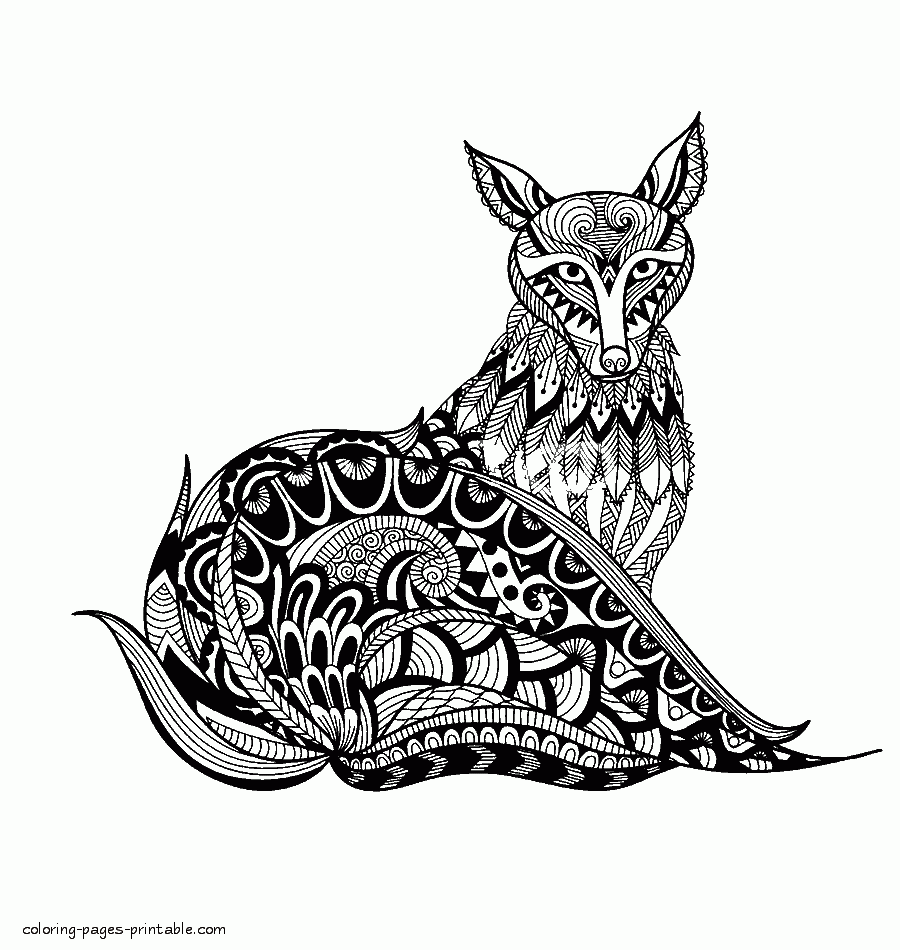 Fox Coloring Pages For Adults  COLORING-PAGES-PRINTABLE.COM