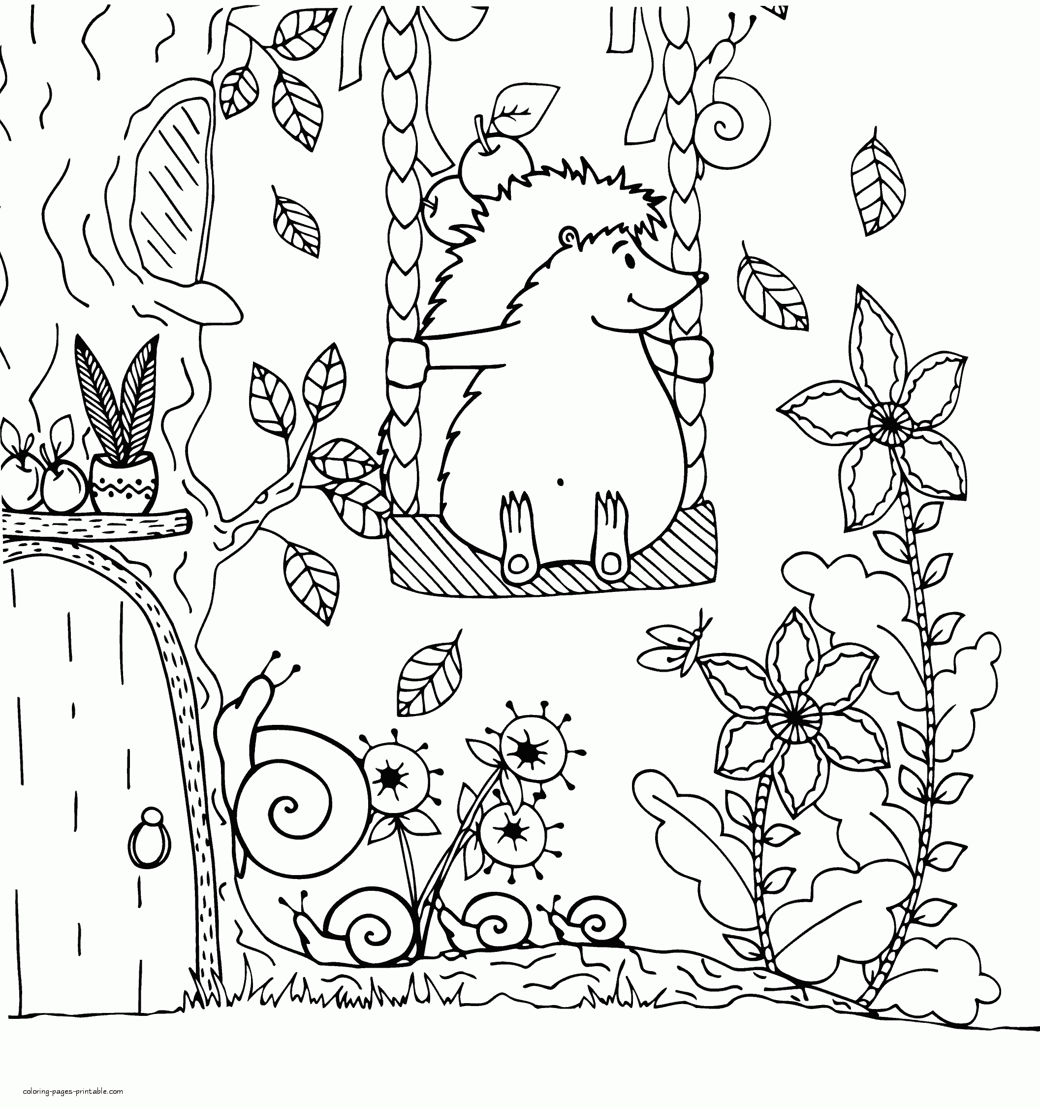 Printable Hedgehog Coloring Page For Adults Coloring Pages