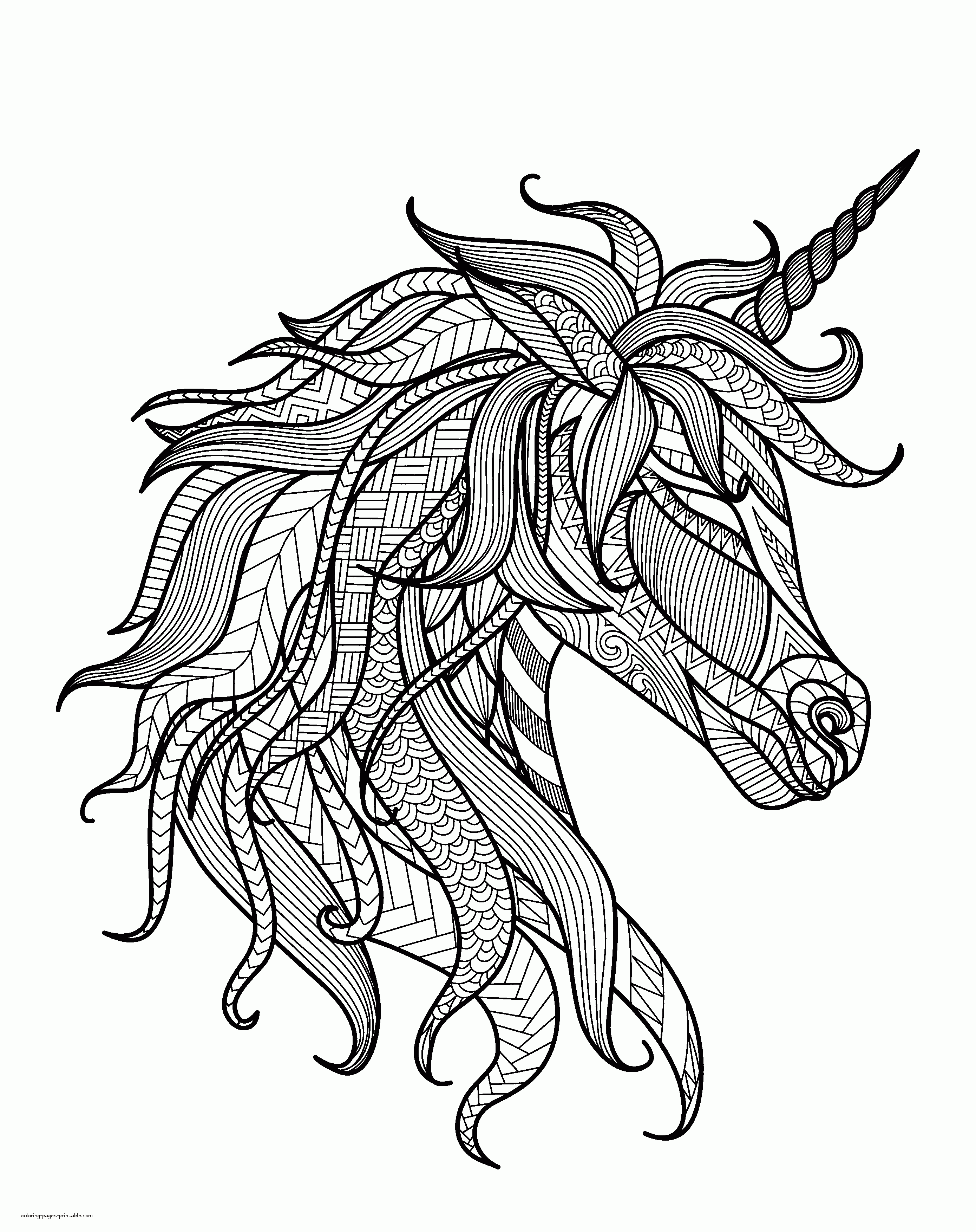 Unicorn Coloring Page For Adults And Teens