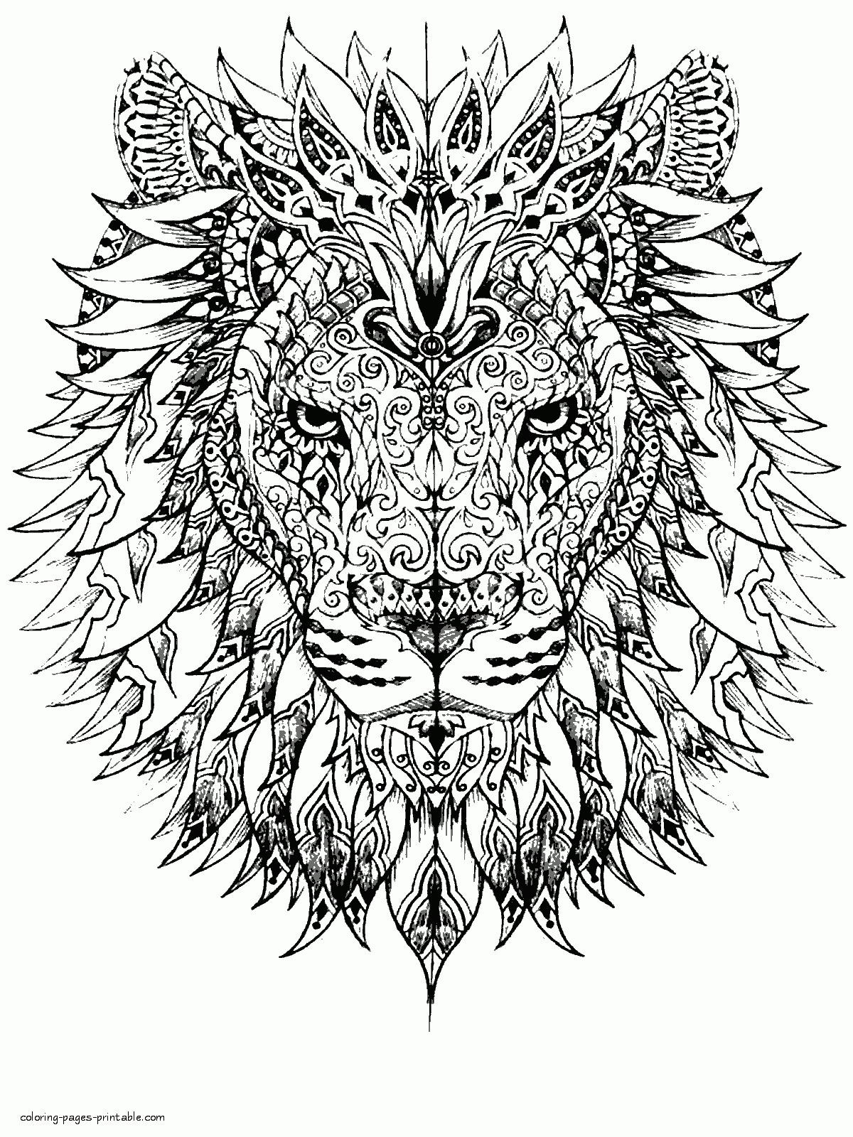 Lion Face. Animal Coloring Pages    COLORING PAGES PRINTABLE.COM