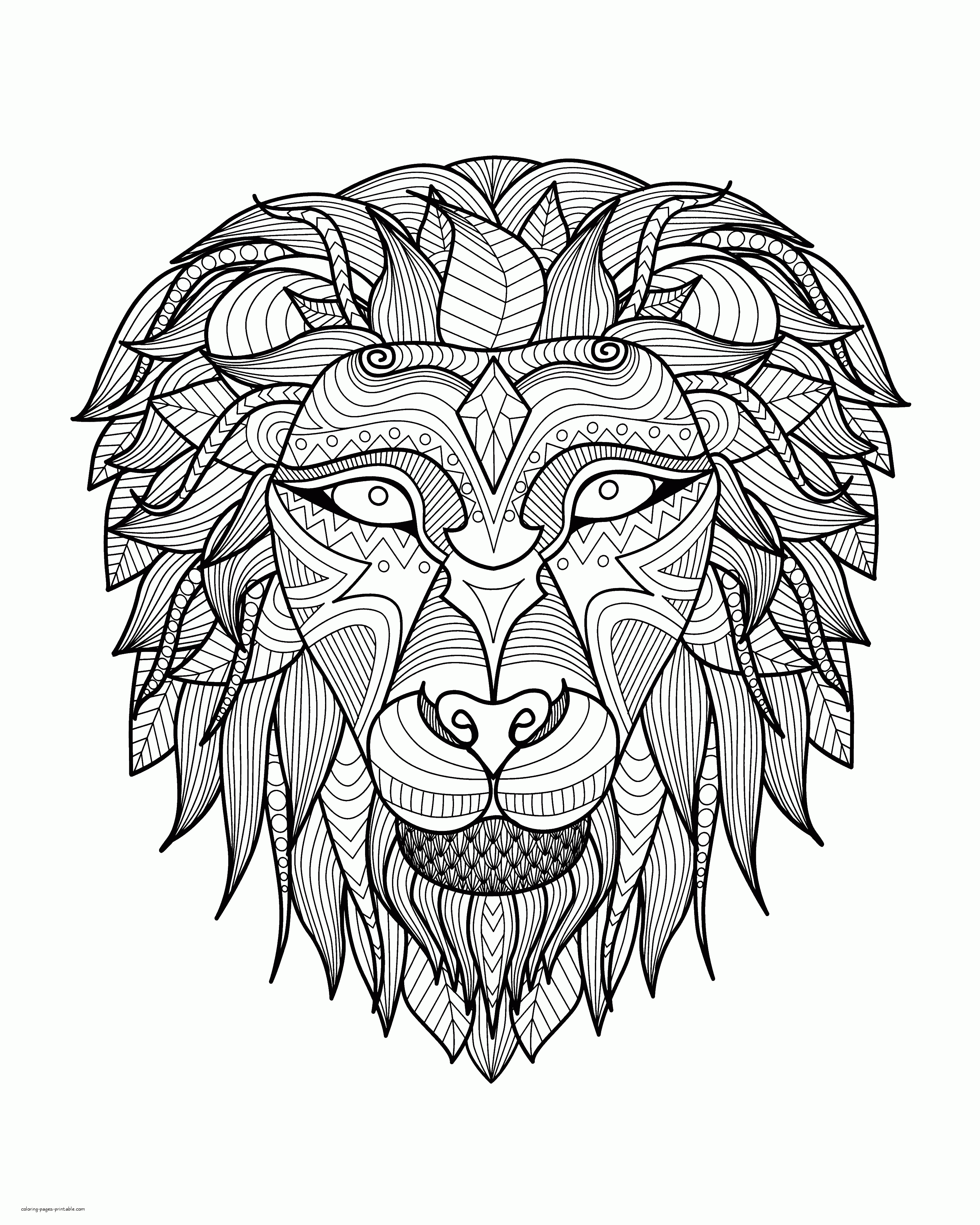 Hard Lion Coloring Page || COLORING-PAGES-PRINTABLE.COM