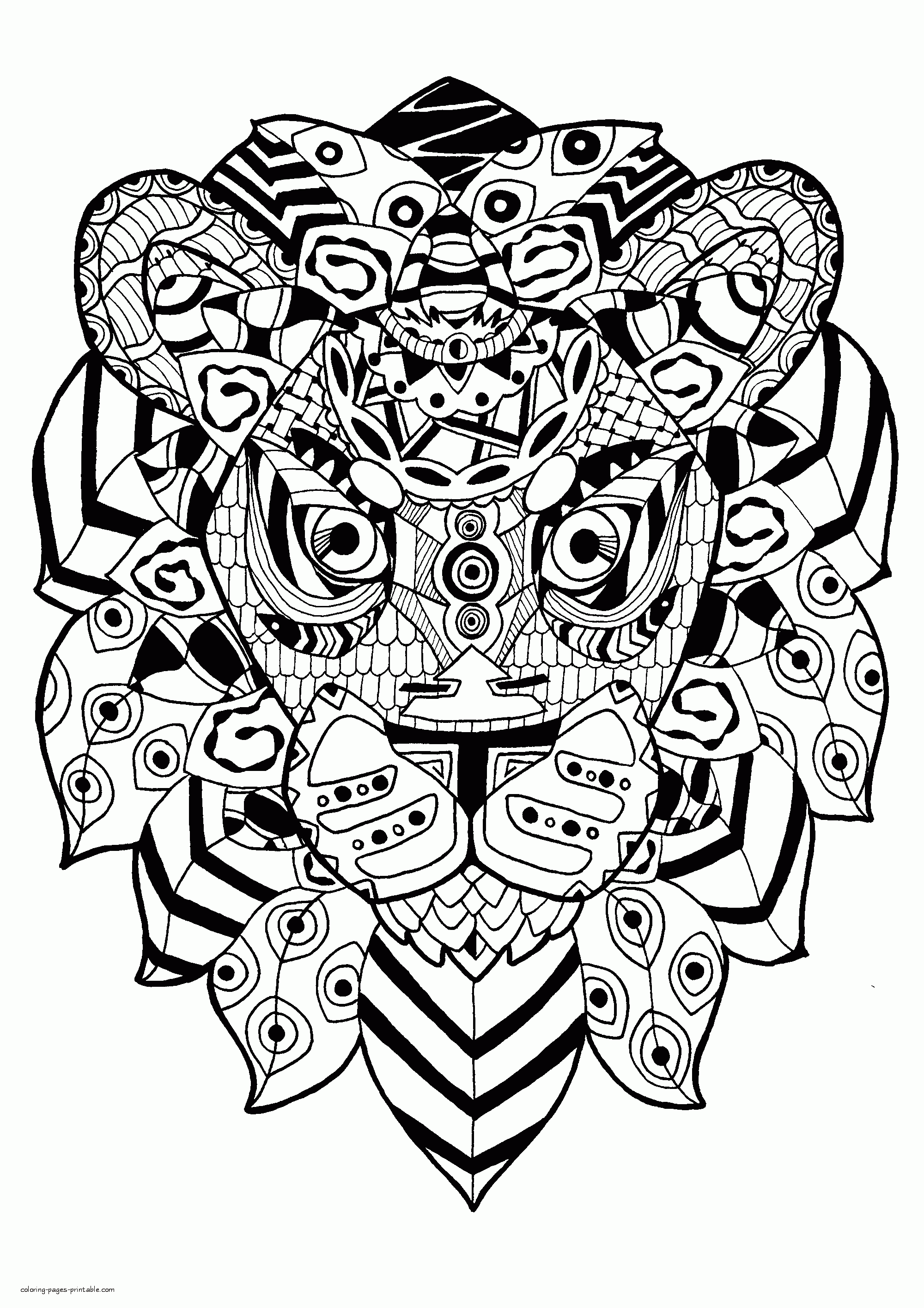 Difficult Zentangle Lion Coloring Page For Adults