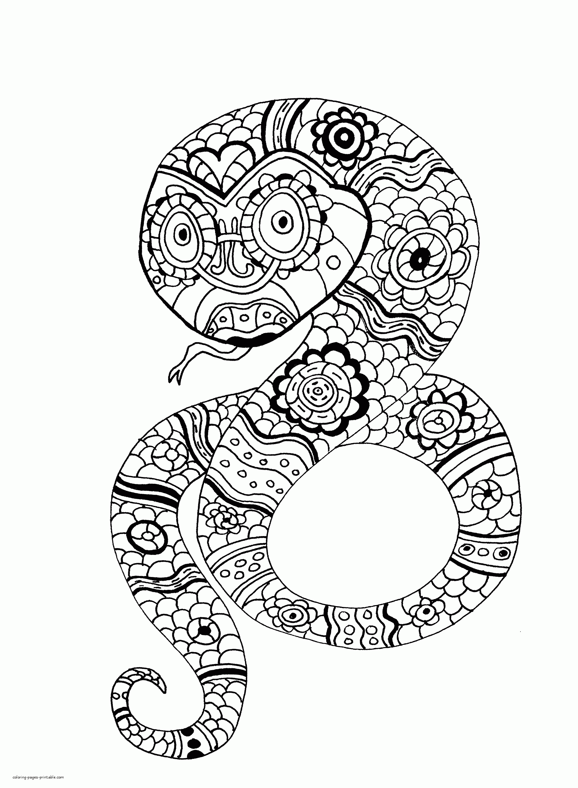 Snake Coloring Page For Adults  COLORING-PAGES-PRINTABLE.COM