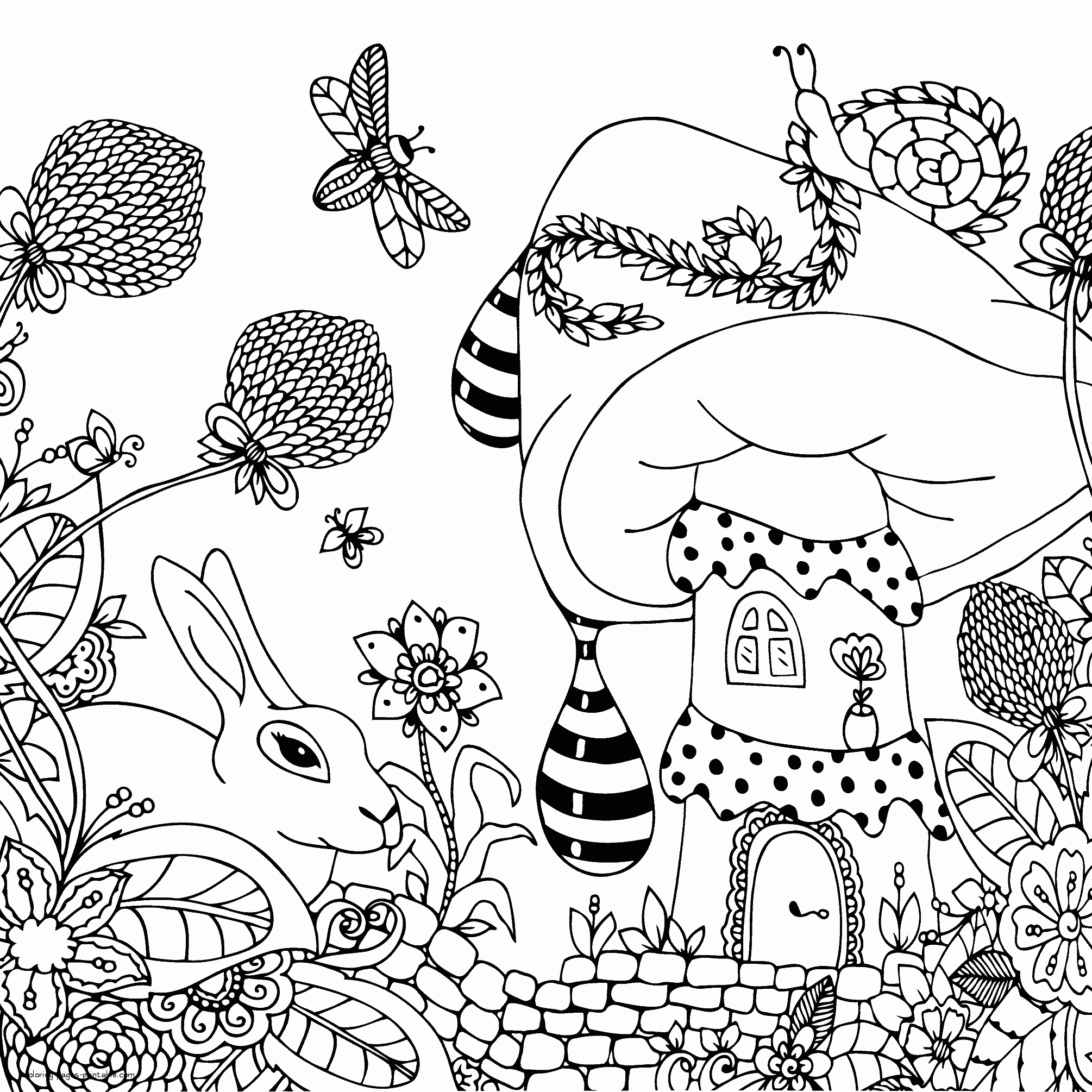 Rabbit Coloring Pages For Adults || COLORING-PAGES-PRINTABLE.COM