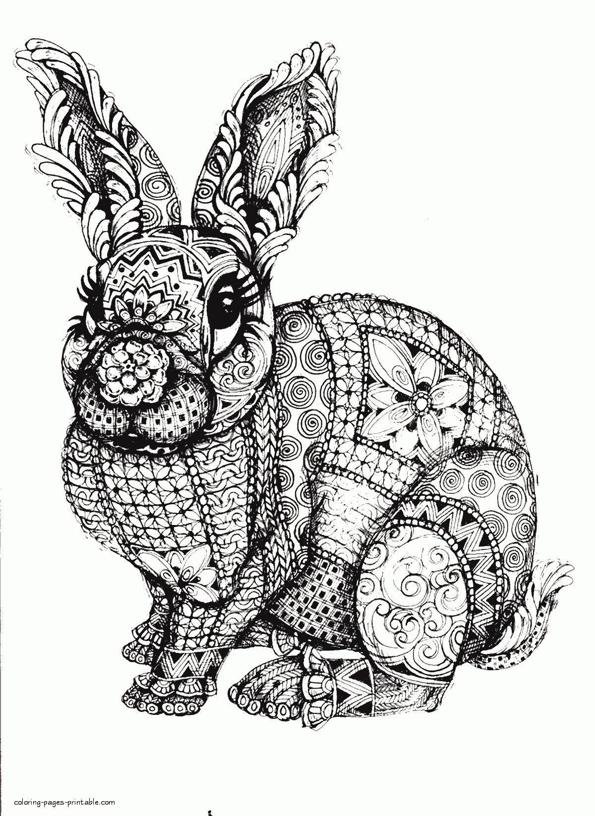 Difficult Animal Coloring Pages. A Rabbit