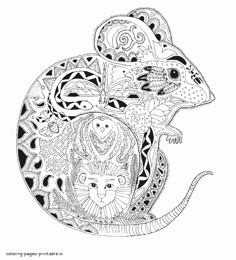 The Best Adult Coloring Pages. Animals - Mouse