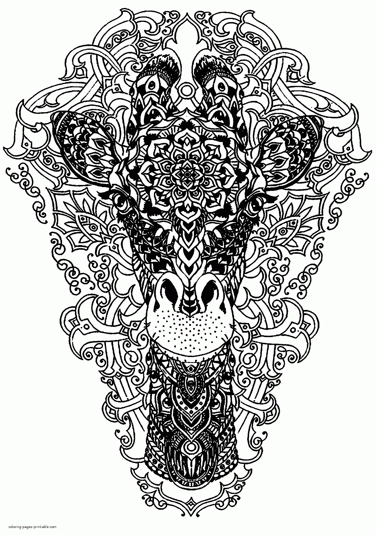 Difficult Giraffe Coloring Page    COLORING PAGES PRINTABLE.COM