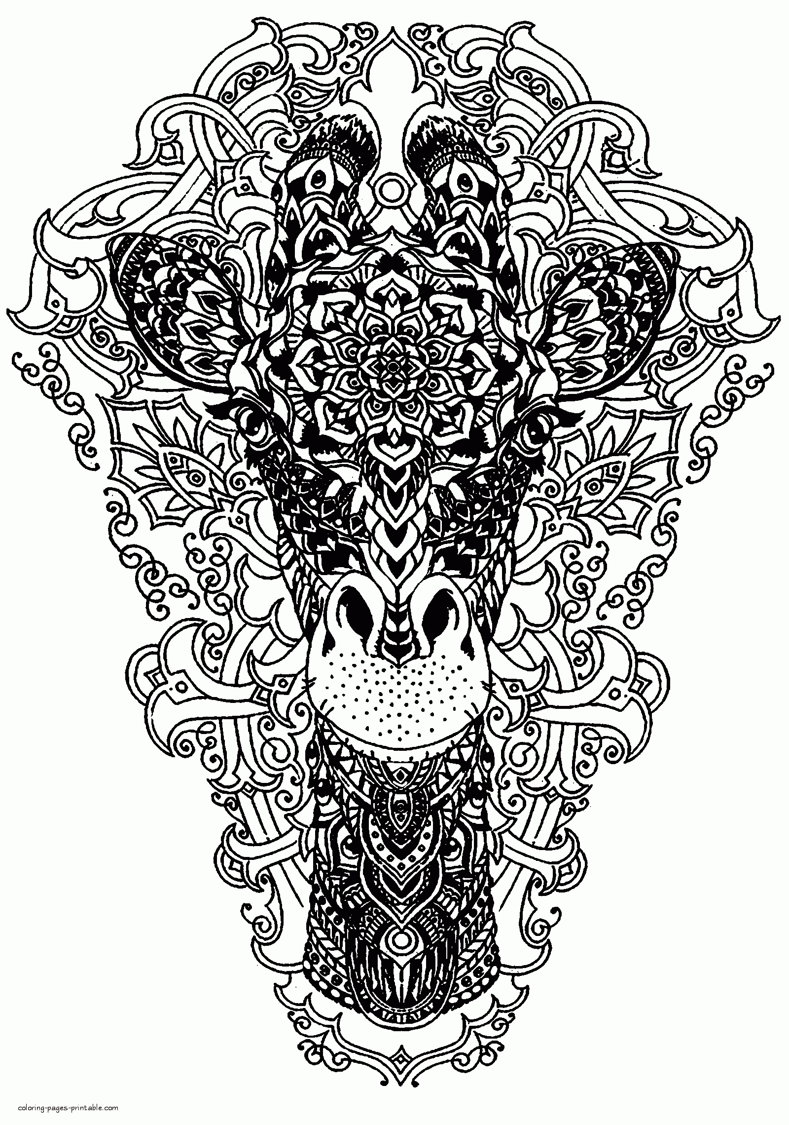 Giraffe Animal Coloring Pages For Adults