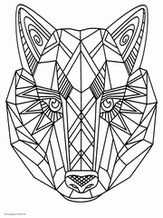 Zentangle Animal Face Coloring For Adults. Hard For Coloring Pages