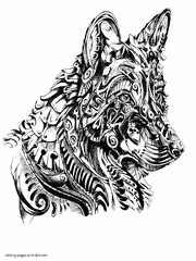 German Shepherd Coloring Page For Adults To Print