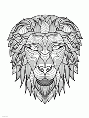 Hard Lion Coloring Page. Animal Colouring Book