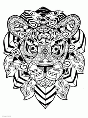 Difficult Zentangle Lion Coloring Page For Adults