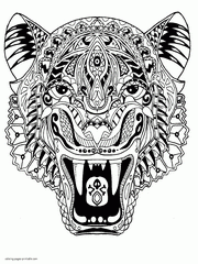 Wild Animals. Colouring Pages For Adults. A Tiger