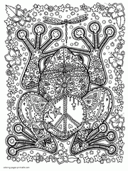 Adult Coloring Pages With Animals. A Frog To Print