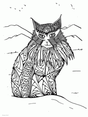 Lynx Coloring Page. Animal Coloring Book For Adults