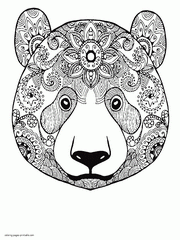 Bear Face Adult Coloring Page For Free