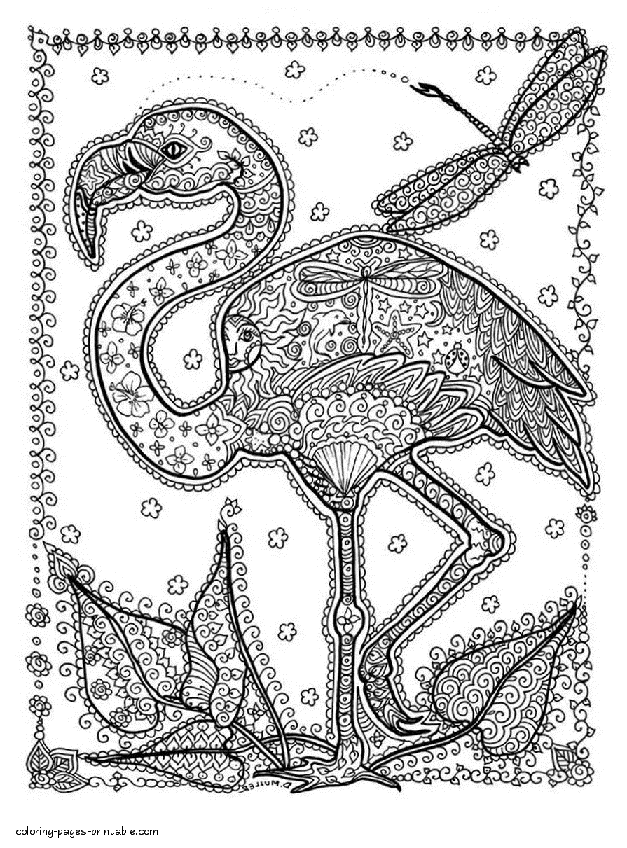 Flamingo Hard Coloring Page To Download