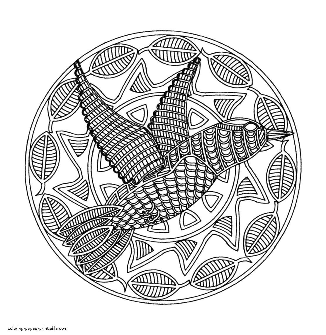 Bird Coloring Pages Mandala : Free Animal Coloring Pages For Adults 001