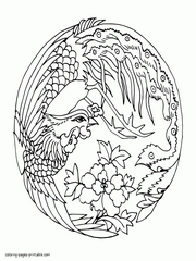 Coloring Pages For Adults Printable. A Firebird
