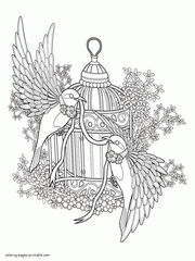 Songbirds. Coloring Pages For Adults