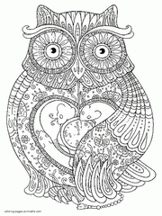 Hard Coloring Pages To Print. Owl Bird