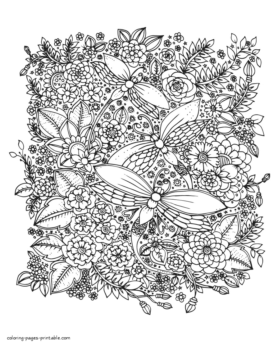 Difficult Coloring Pages. Butterflies    COLORING PAGES PRINTABLE.COM