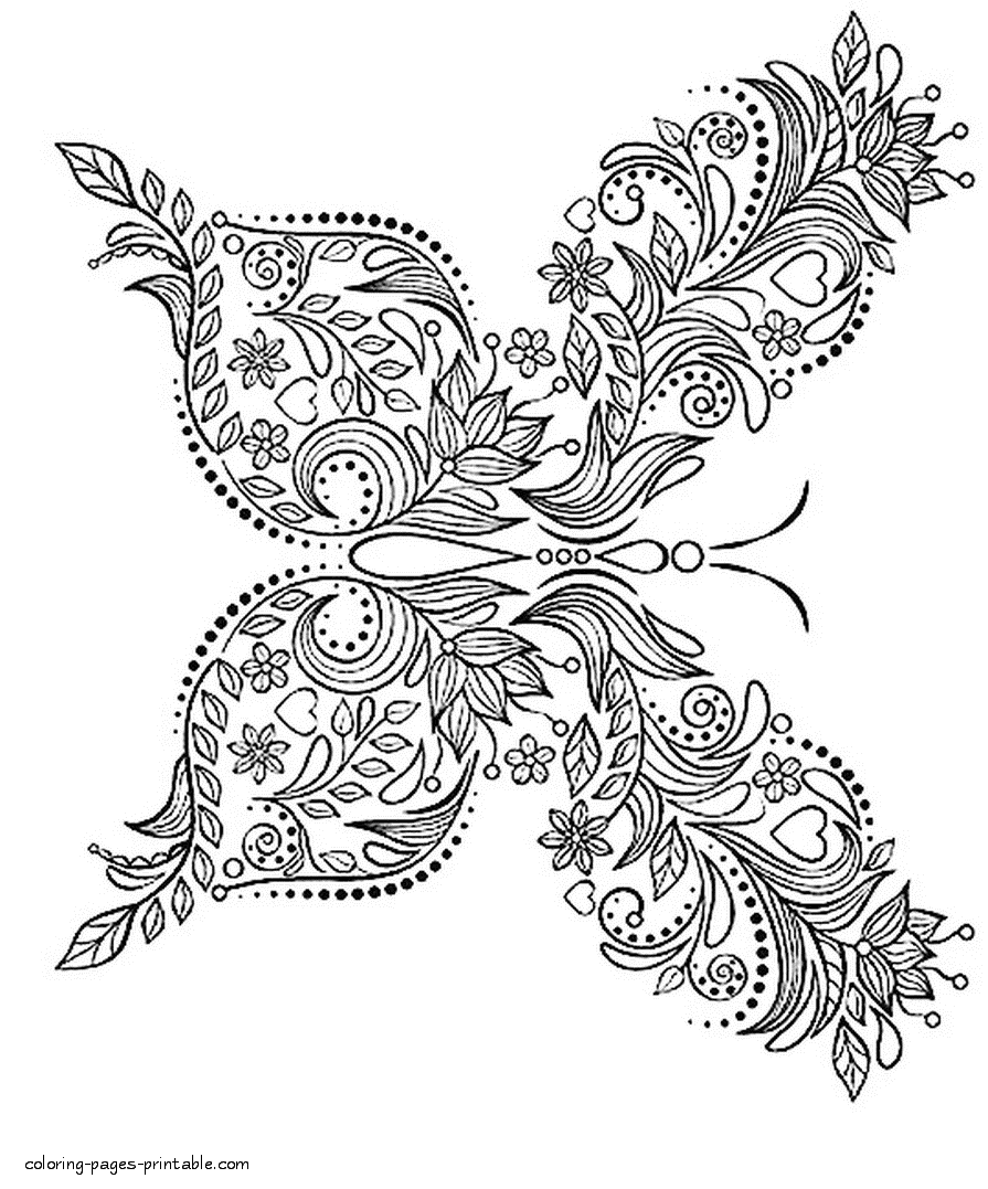 Beautiful Butterfly. Adults Coloring Pages