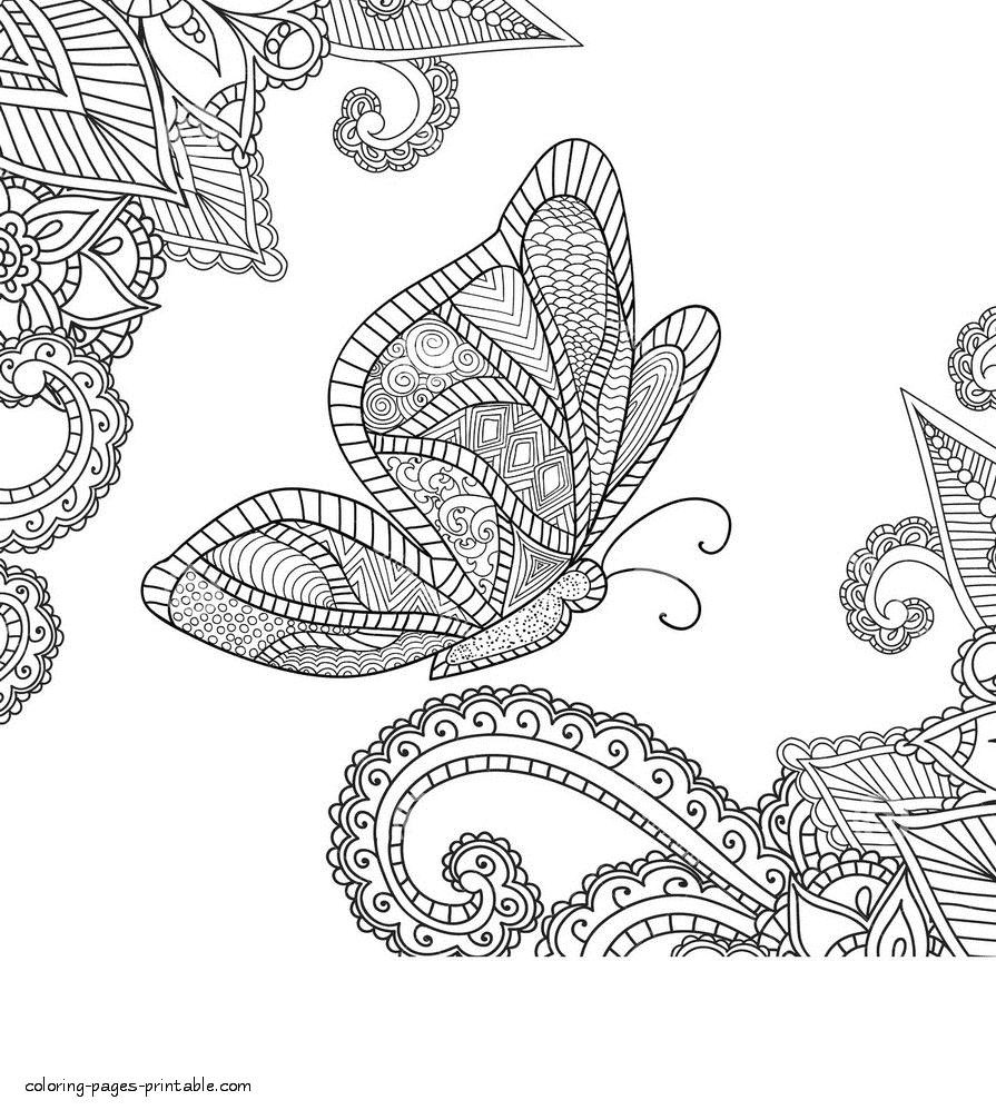 Exotic Butterfly. Adult Coloring Pages || COLORING-PAGES-PRINTABLE.COM