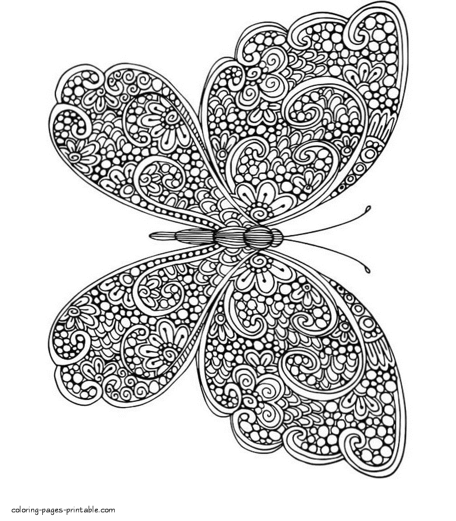Butterfly Hard Coloring Page    COLORING PAGES PRINTABLE.COM
