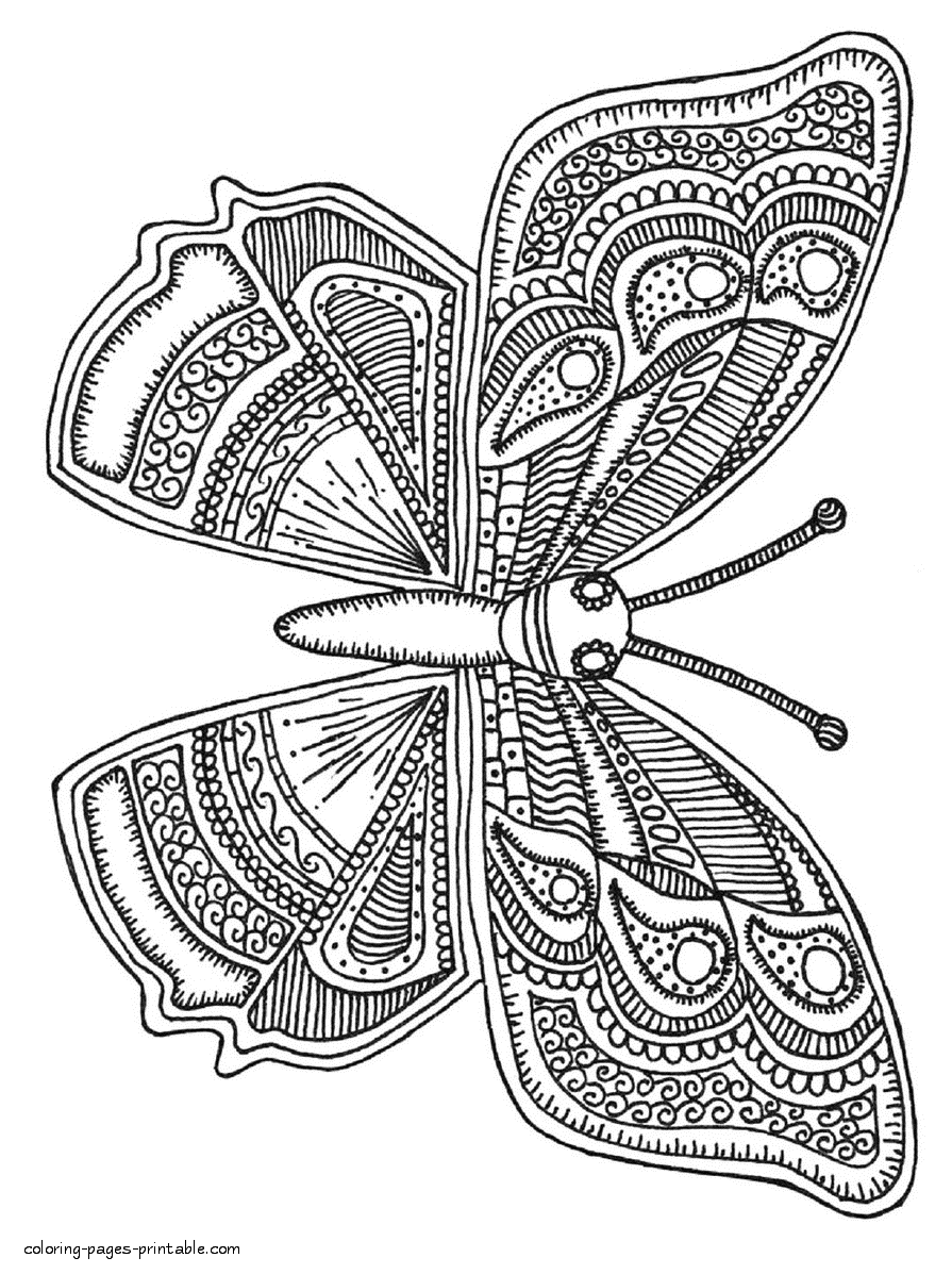 Printable Butterflies Coloring Pages For Adults : Free Printable