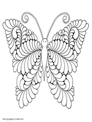 Unusual Butterfly. Adult Coloring Pages For Free
