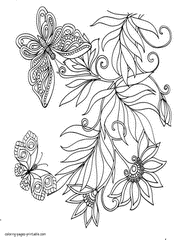 Butterflies Adult Coloring Printable Sheet