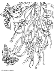 Butterfly And Flower Coloring Pages For Adults. Download Free