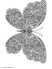 Butterfly Hard Coloring Page. Print For Free