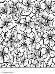 Full Page Butterfly And Flowers Coloring Sheet To Print