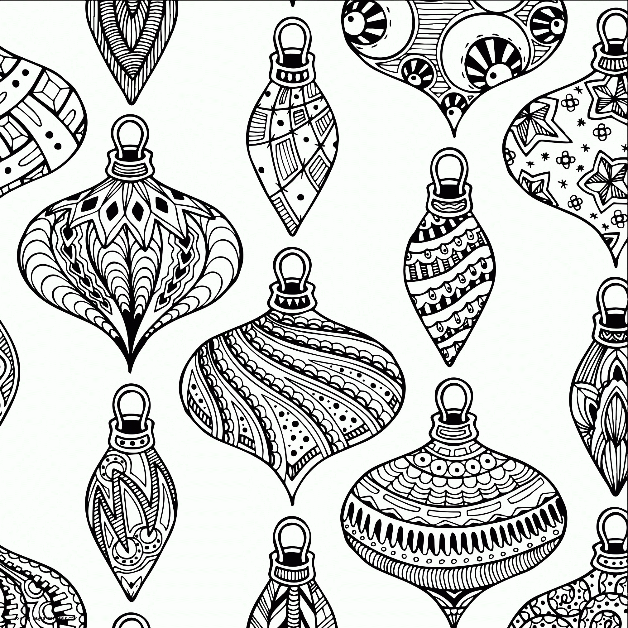 Free Printable Adult Christmas Coloring Pages with Ornament || COLORING