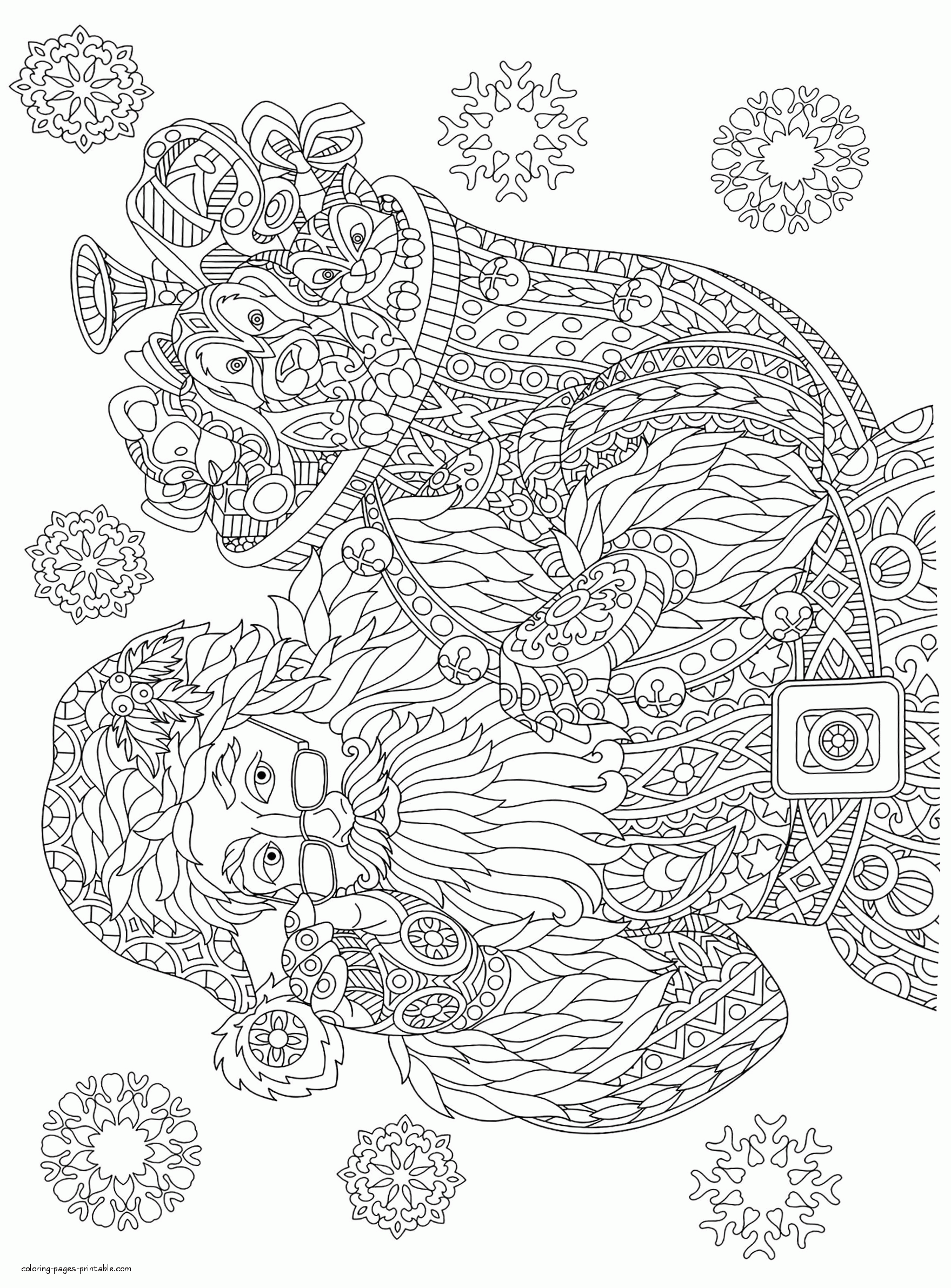Santa Christmas Coloring Pages For Adults. Printable picture